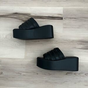 Marc Fisher Herald Black Platform Slip On Sandals 8